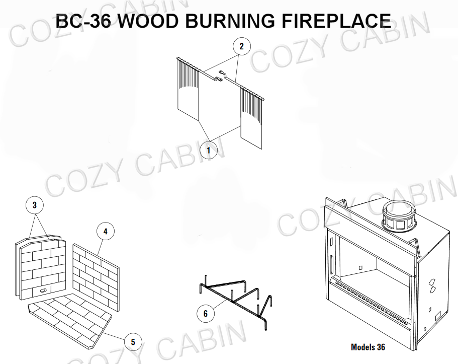 WOOD BURNING FIREPLACE (BC-36) #BC-36